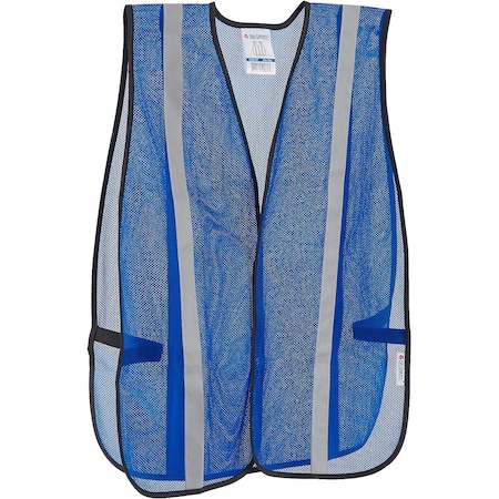 Global Industrial Hi-Vis Safety Vest, 2in Reflective Strips, Mesh, Blue, One Size 641643B